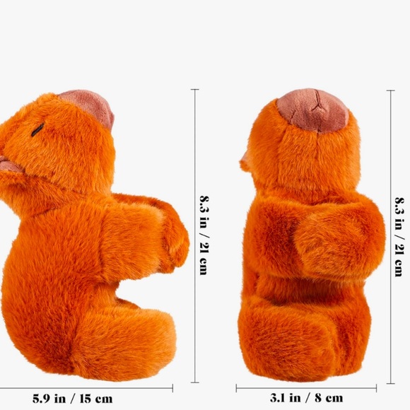 Dark brown capybara slap bracelet plush stuffed animal jewelry toy doll - Picture 2 of 3
